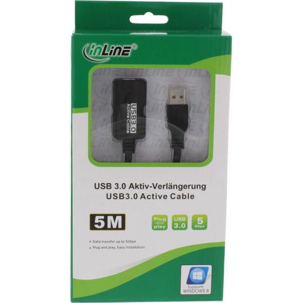 Kabel USB InLine USB-A - USB-B 5 m Czarny (35650)