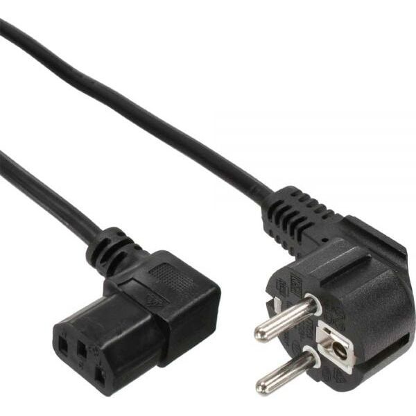 Kabel zasilający InLine kątowy, C13, Czarny 1.8m (16752)