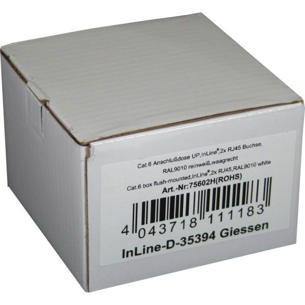 InLine Gniazdo Cat.6, 2x RJ45 żeński, biały (75602H)