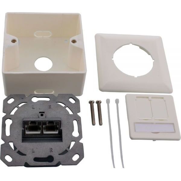 InLine Gniazdko ścienne, 2x RJ45 żeński, biały (76842W)