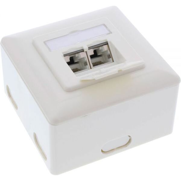 InLine Gniazdko ścienne, 2x RJ45 żeński, biały (76842W)
