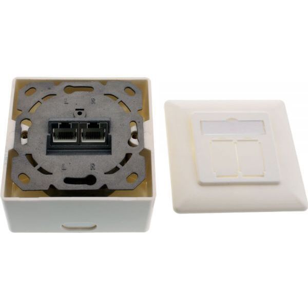 InLine Gniazdko ścienne, 2x RJ45 żeński, biały (76842W)