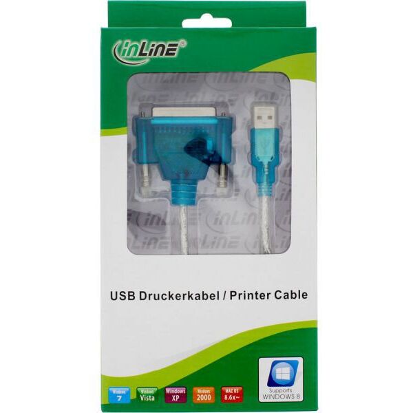 Kabel USB InLine USB-A - IEEE 1284 (LPT) 1.8 m Przezroczysty (33397I)
