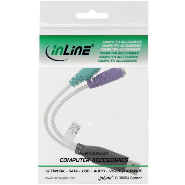 Adapter USB InLine USB - PS/2 x2 Biały  (33386)