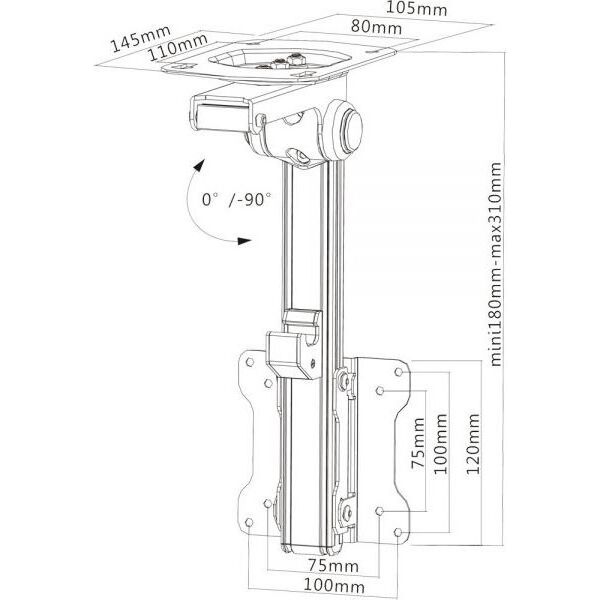 InLine Uchwyt sufitowy 23163A 13'' - 27''