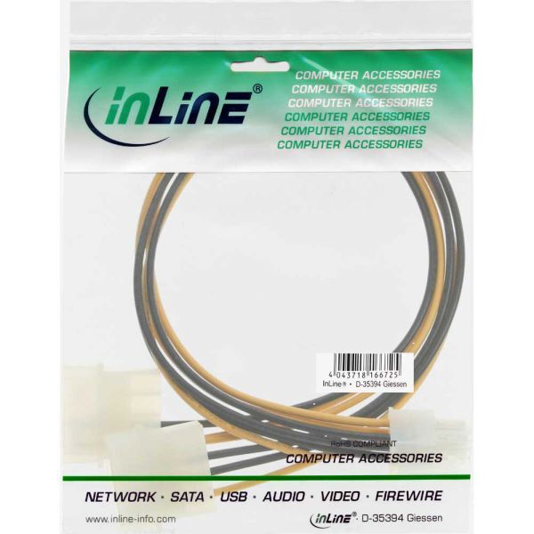 InLine Molex x2 - PCIe 6-pin, 0.3m, Żółty (26628)