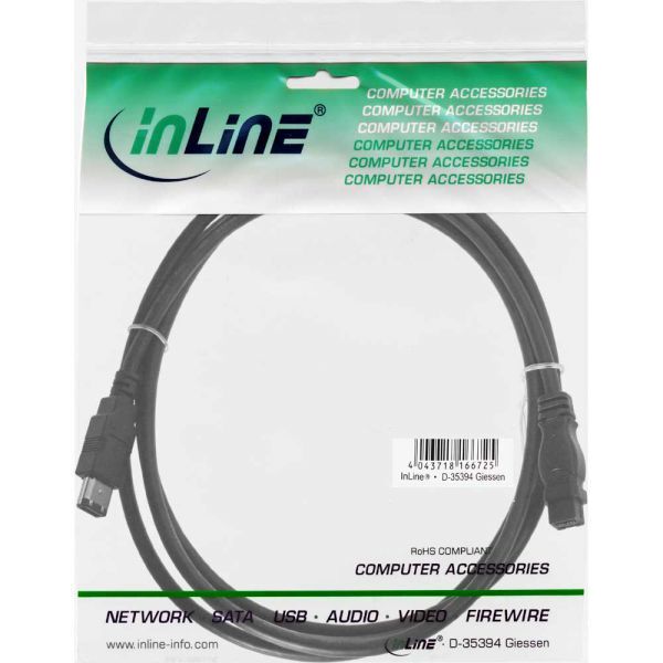 InLine Firewire 9-pin - Firewire 6-pin, 2m, Czarny (36902)
