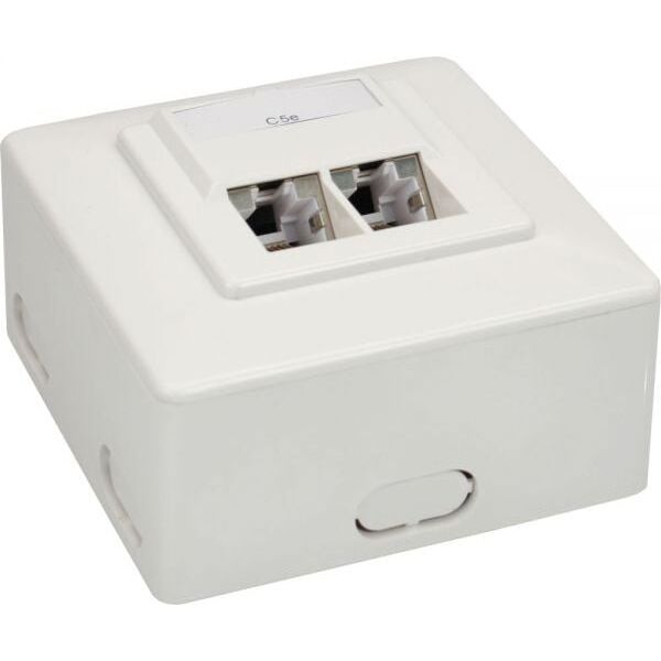 InLine Gniazdo Cat.5e 2x RJ45, RAL 9010 biały (74202D)