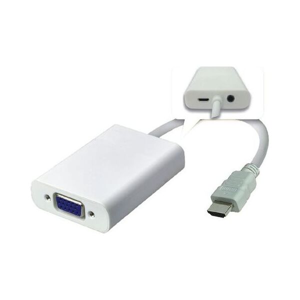 Adapter AV MicroConnect HDMI - D-Sub (VGA) + Jack 3.5mm biały (HDMVGA2)