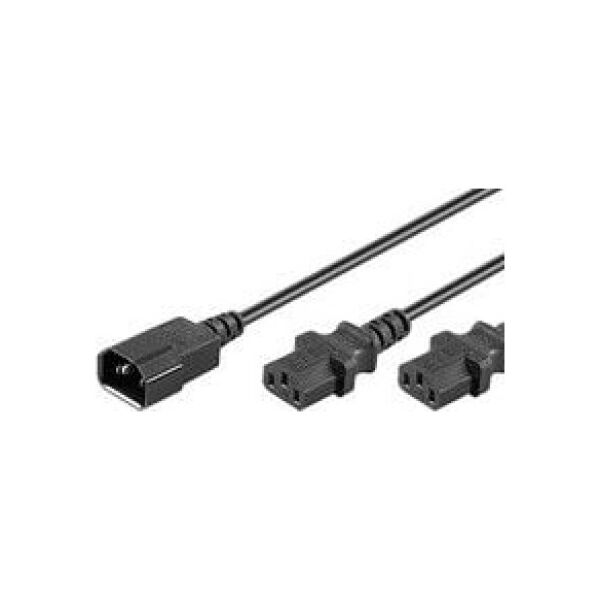 Kabel zasilający MicroConnect C13x2 - C14 0.6m (PE061306)