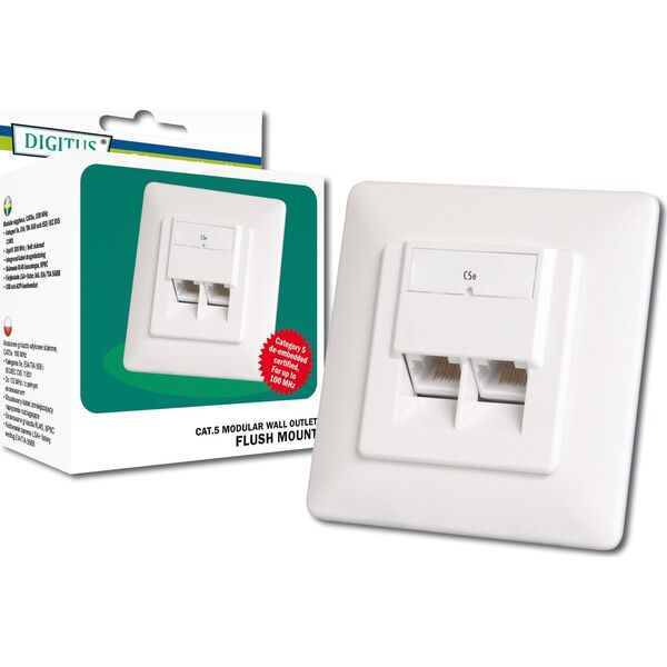 Digitus CAT 5e mod wall outlet. shield - DN-9001-N