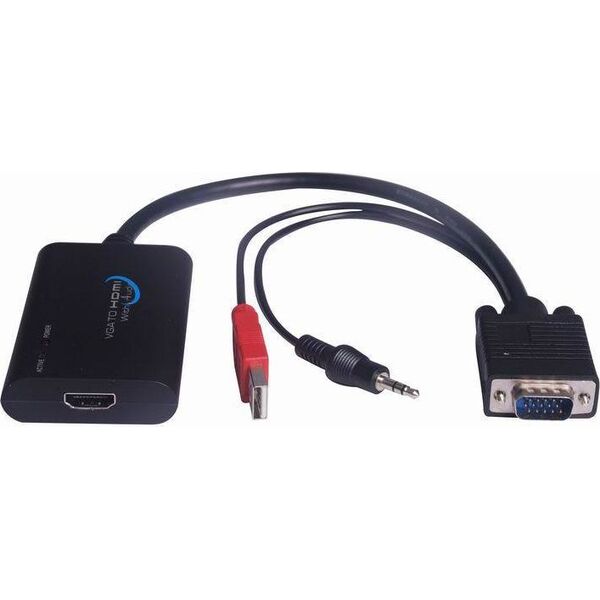 Adapter AV MicroConnect D-Sub (VGA) - HDMI + USB-A + Jack 3.5mm czarny (MONGGHDMI)