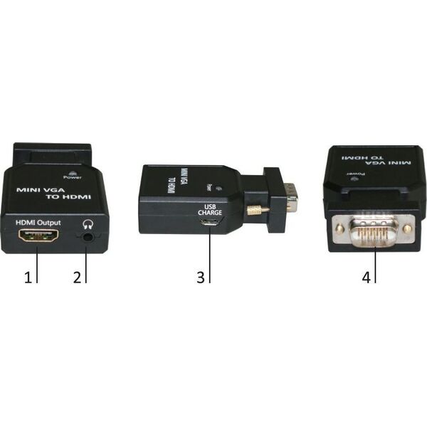 Adapter AV MicroConnect D-Sub (VGA) Mini - HDMI czarny (MC-CONMVGAHM)
