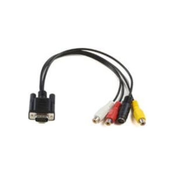 Kabel MicroConnect D-Sub (VGA) - RCA (Cinch) x3 - S-Video 0.3m czarny (MONGGSV)