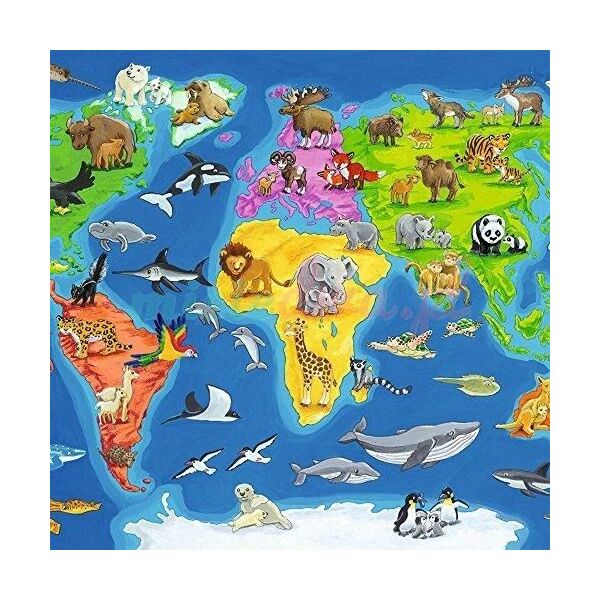 Ravensburger Puzzle 30el Mapa świata zwierząt (066414)