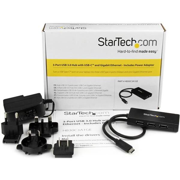 HUB USB StarTech 1x RJ-45  + 3x USB-A 3.0 (HB30C3A1GE)