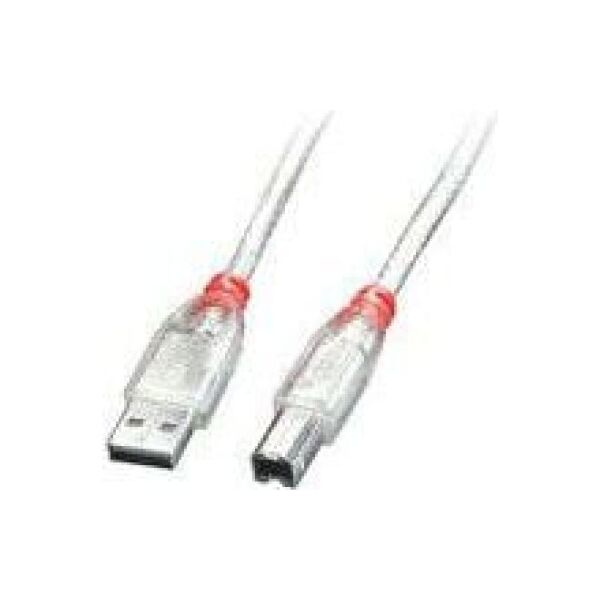 Kabel USB Lindy USB-A - USB-B 0.5 m Przezroczysty (41751)