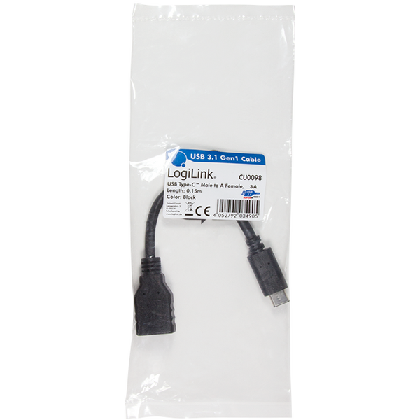 Adapter USB LogiLink USB-C - USB Czarny  (CU0098)