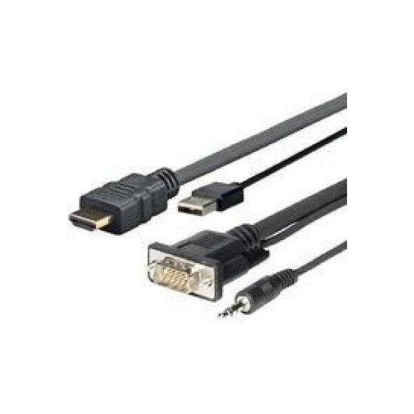 VivoLink USB-A, HDMI, VGA, mini Jack 3.5mm - USB-A, HDMI, VGA (D-Sub), mini Jack 3.5mm 1 m Czarny (PROHDMIMVGA1)