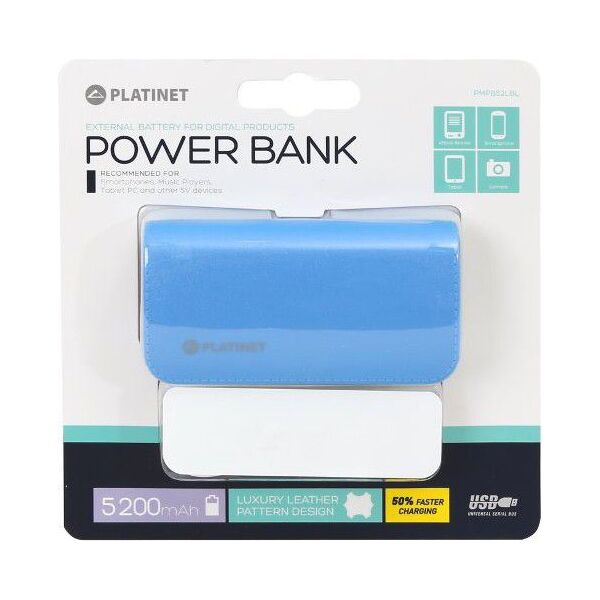 Powerbank Platinet Leather 5200mAh Niebieski