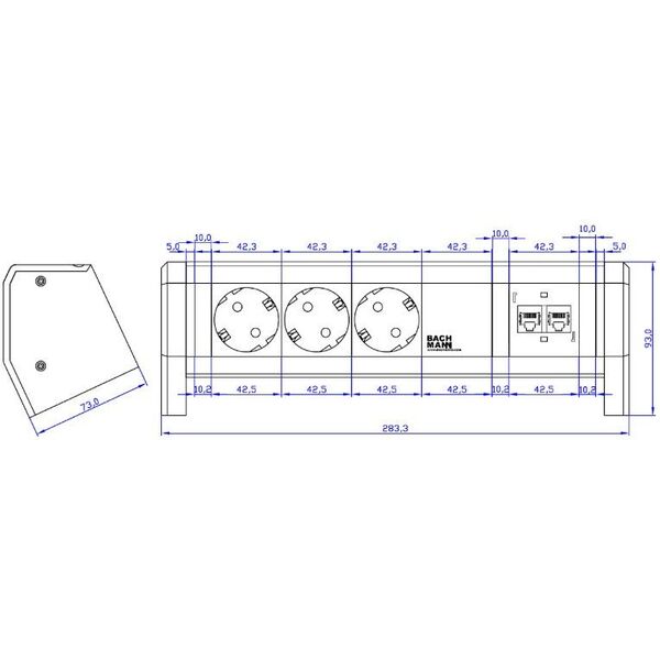Bachmann 3 gniazdowa, 2x RJ45 (339.1004)