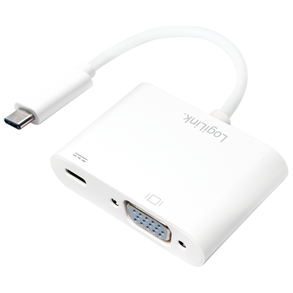 Adapter USB LogiLink USB-C - VGA + USB-C Biały  (UA0259)