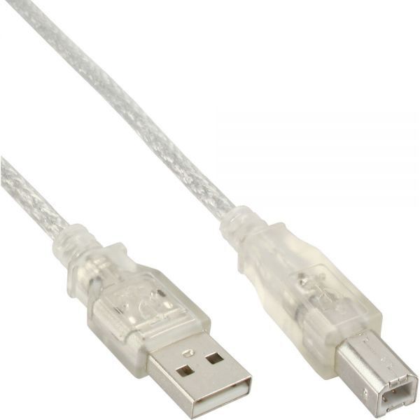 Kabel USB InLine USB-A - USB-B 0.5 m Przezroczysty (34505T)