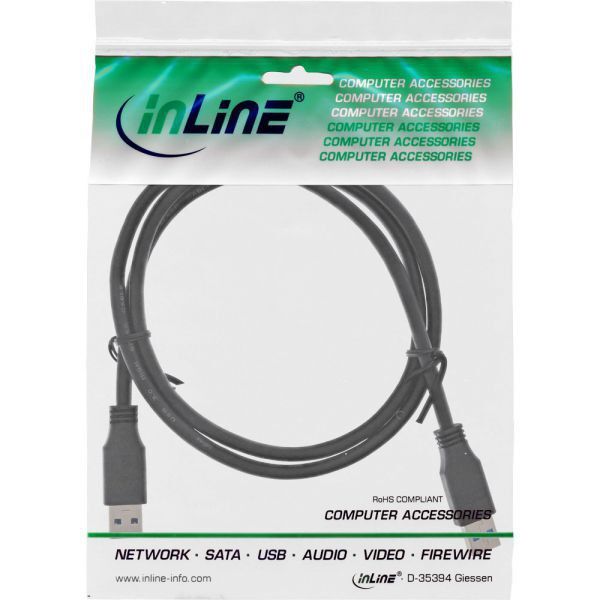 Kabel USB InLine USB-A - USB-A 1 m Czarny (35210)