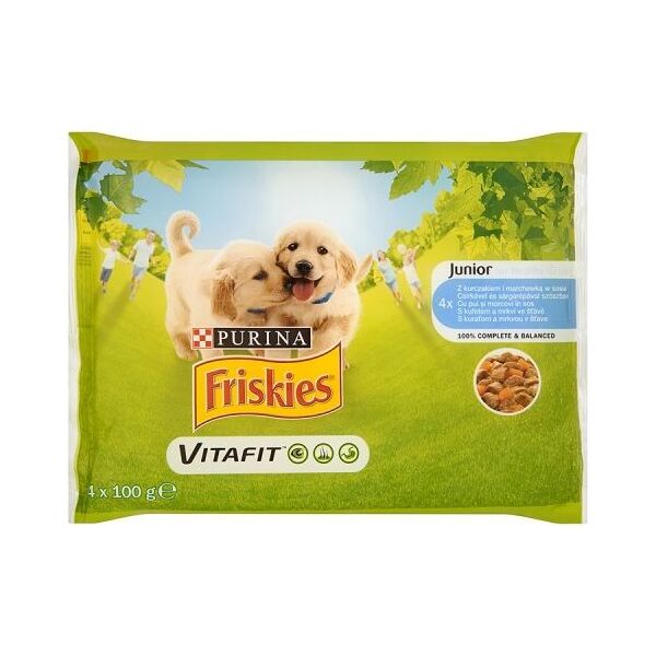 Purina Friskies Vitafit Junior z kurczakiem i marchewką w sosie 4x100g - 7613035343603