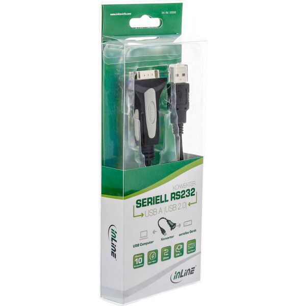 Kabel USB InLine USB-A - RS-232 0.25 m Czarny (33306I)