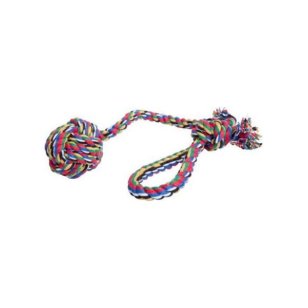 Dingo zabawka ze sznurka bawełnianego piłka z rączką, wielokolorowa, 120 g - 17434
