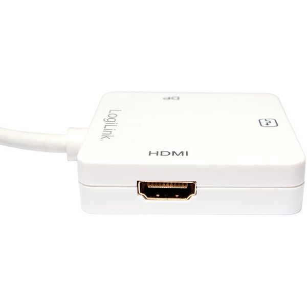 Adapter AV LogiLink DisplayPort Mini - DisplayPort - HDMI - DVI-I biały (CV0045A)