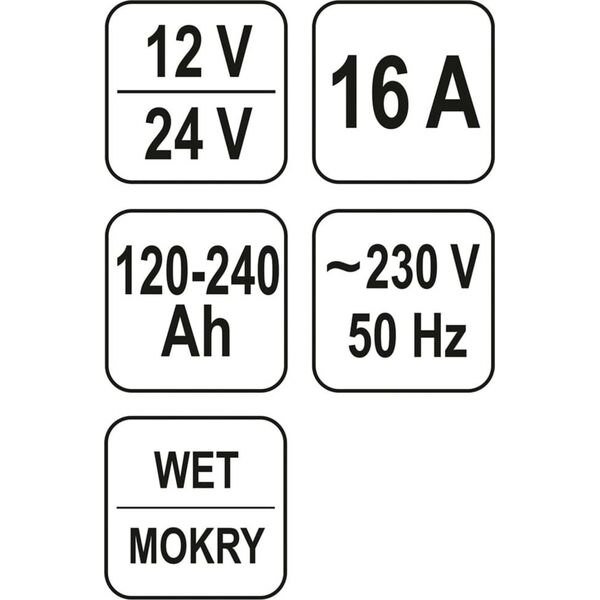 Yato Prostownik ze wspomaganiem rozruchu 12/24V 16A 240Ah YT-8304