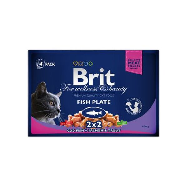 Brit Premium Cat Pouches Fish Plate 4x100g