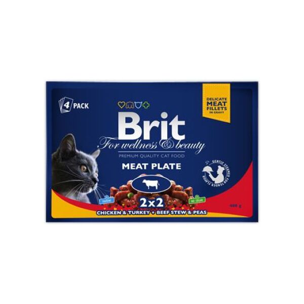 Brit Premium Cat Pouches Meat Plate 4x100g