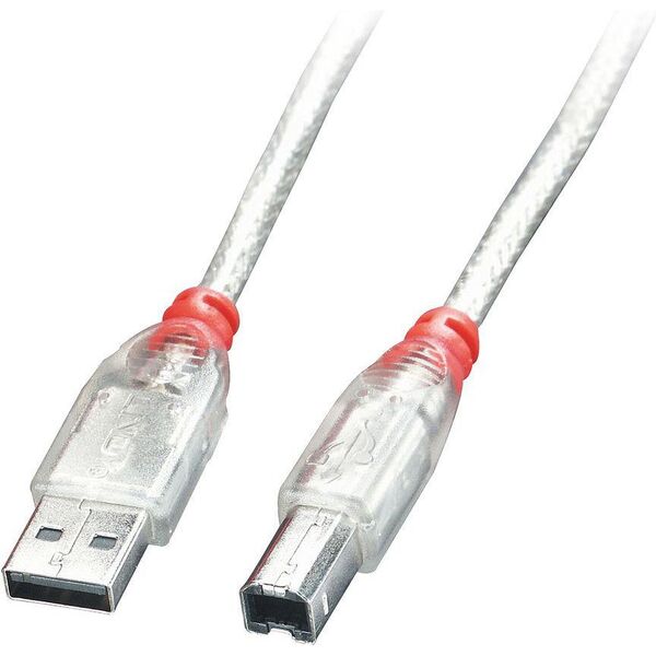 Kabel USB Lindy USB-A - USB-B 2 m Przezroczysty (41753)