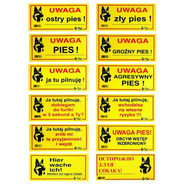 Dingo Tabliczka ostrzegawcza metalowa - "Uwaga pies!"