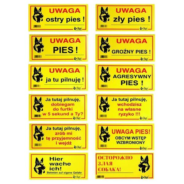 Dingo Tabliczka ostrzegawcza metalowa - "Uwaga groźny pies!"