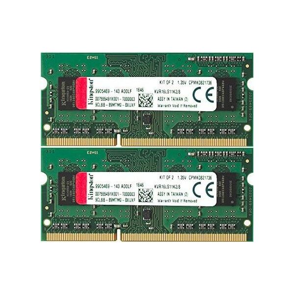 Pamięć do laptopa Kingston ValueRAM, SODIMM, DDR3L, 8 GB, 1600 MHz, CL11 (KVR16LS11K2/8)