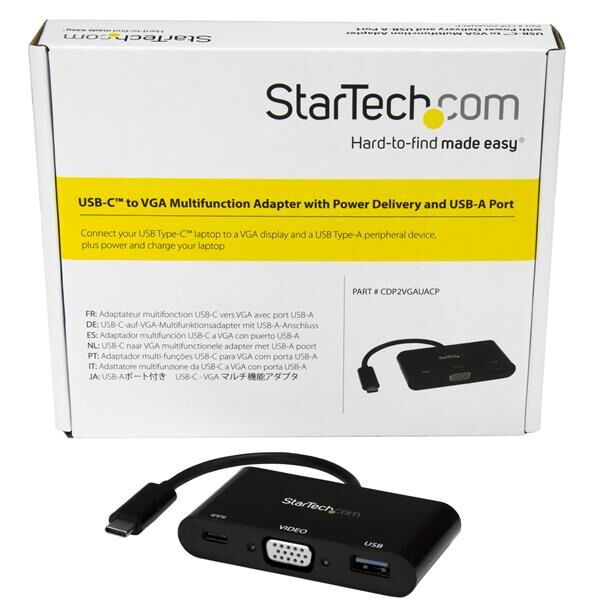 Adapter USB StarTech USB-C - VGA + USB-C + USB Czarny  (CDP2VGAUACP)