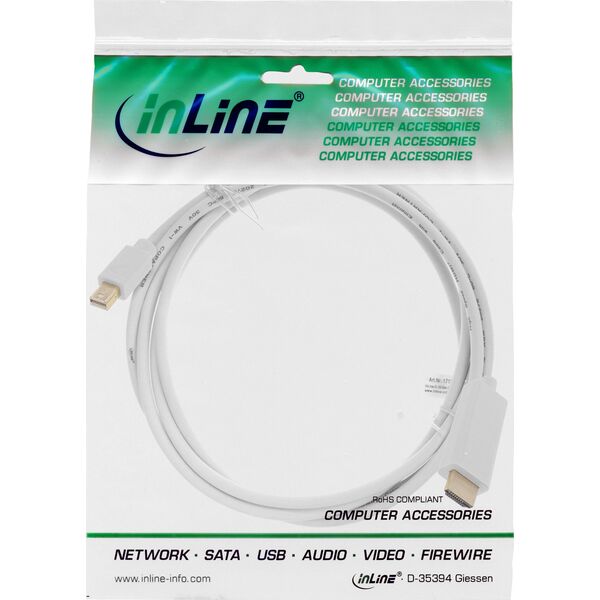 Kabel InLine DisplayPort Mini - HDMI 0.5m biały (17174I)