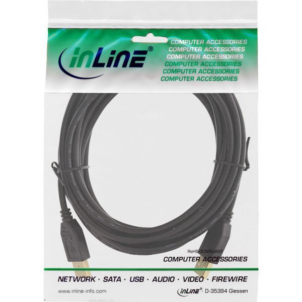 Kabel USB InLine USB-A - USB-A 5 m Czarny (34350S)