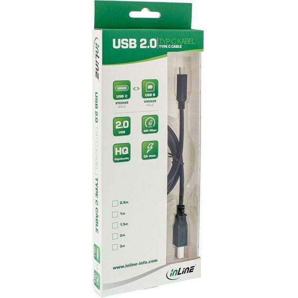 Kabel USB InLine USB-C - USB-B 1.5 m Czarny (35764)
