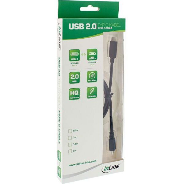 Kabel USB InLine USB-C - microUSB 2 m Czarny (35742)
