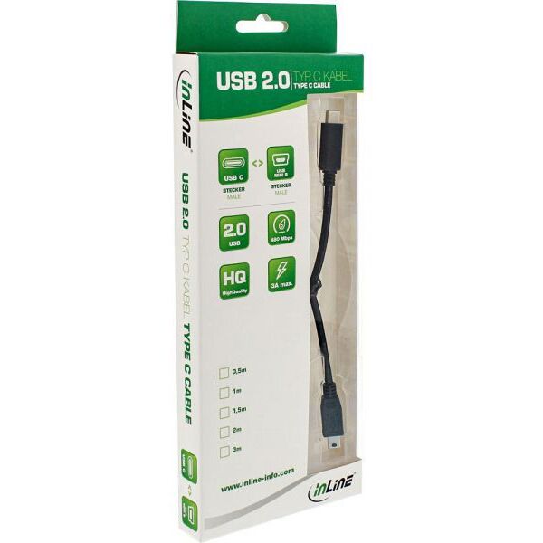 Kabel USB InLine USB-C - miniUSB 1.5 m Czarny (35754)