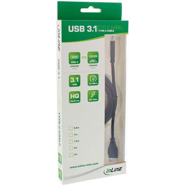 Kabel USB InLine USB-C - micro-B 1.5 m Czarny (35724)