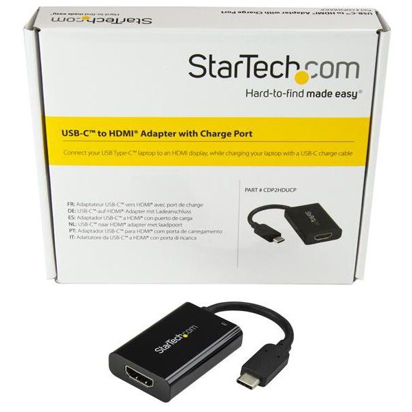 Adapter AV StarTech CDP2HDUCP USB-C - HDMI + USB-C Czarny  (CDP2HDUCP)