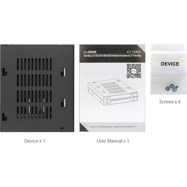 Kieszeń Icy Dock 2x 2.5" SATA/SAS Hotswap flexiDOCK (MB522SP-B)