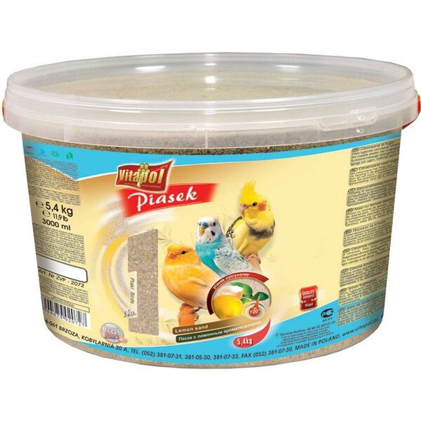 Vitapol PIASEK DLA PTAKÓW CYTRYNOWY-WIADRO 5.4kg