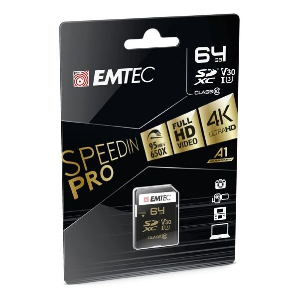 Karta Emtec Speedin Pro SDXC 64 GB Class 10 UHS-I/U3 V30 (ECMSD64GXC10SP)